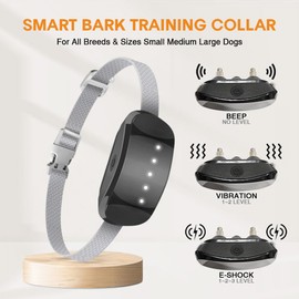 Dog Bark Collar, Adjustable Training Collar Intelligent Waterproof Barking Terminator Device, Anti-Barking Device with 5 sensitivities, USB Charging, Long Battery Life Dogs