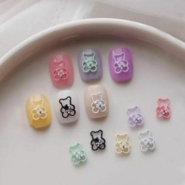 6 Cute Character Colored Teddy Bear Nail Art Charms (WB19EDA) / 네일아트 귀여운 케릭터 컬러 곰돌이 파츠 6종 (WB19EDA)