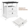 Farmhouse Nightstand with Charging Station, 21.3" End Table with 2