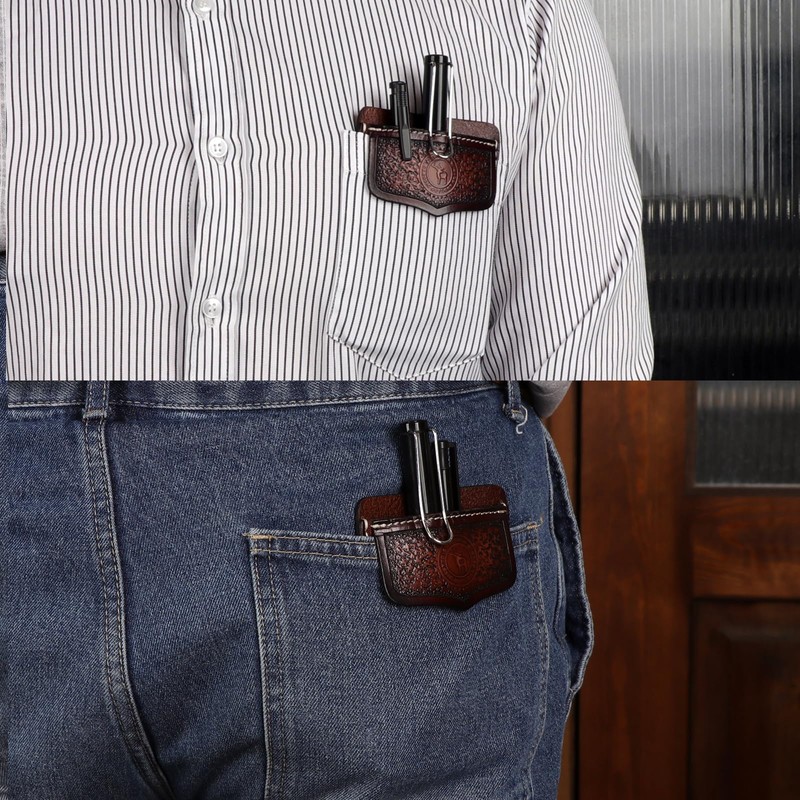 Tourbon Genuine Leather Pocket Protector for Men Durable Tool Pouch