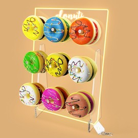 LUGUNU LED Light Acrylic Donut Wall Display Stand, Reusable Clear Donut Stands for Donut Party Decorations Shower Birthday Party(multiple colorful lighting multiple modes)