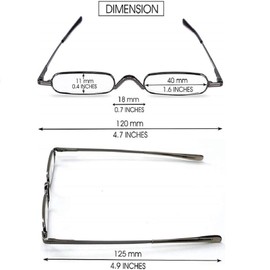 Hubeye 2 Pairs Mini Reading Glasses Compact Spring Hinged Slim Pocket Readers with Pen Clip for Easy Carry +3.5