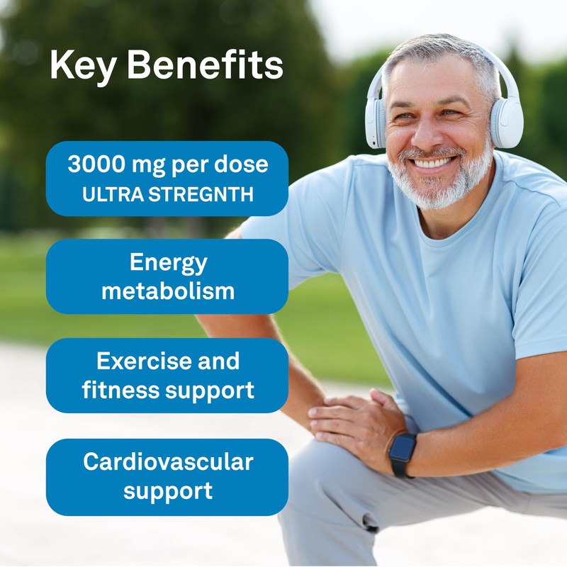 Organika Taurine Ultra Strength- 1000mg- Supports Cardiovascular Health, 3000mg Daily