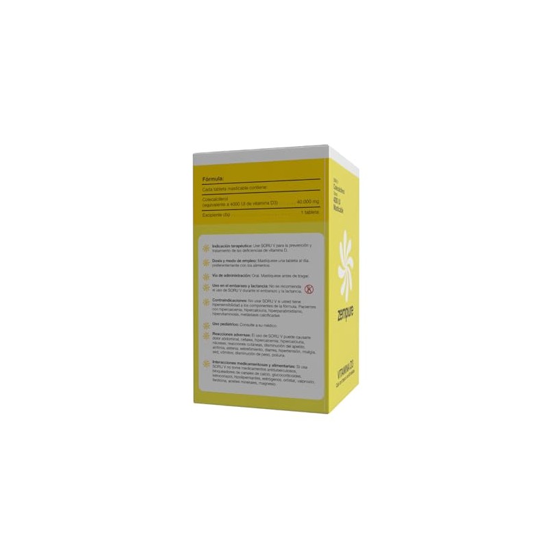 Vitamina D3 | Colecalciferol 4,000 UI | Tabletas Masticables Sabor