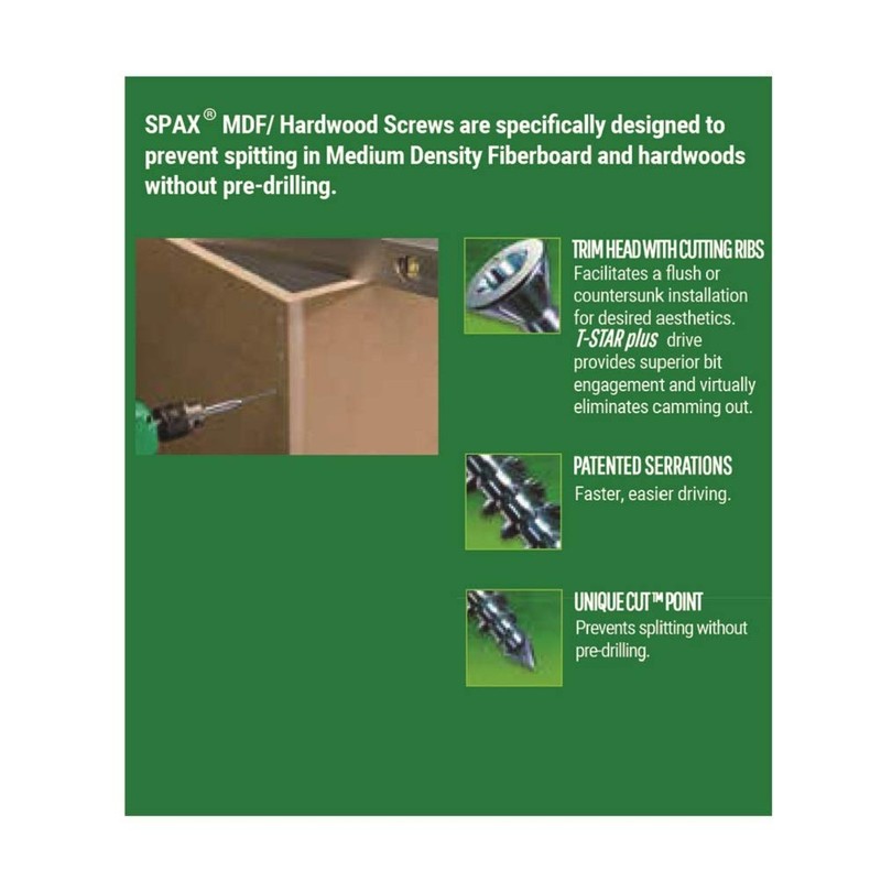 SPAX 6 X 1-1/2" MDF T-Star+ Partial Thread Zinc 1LB