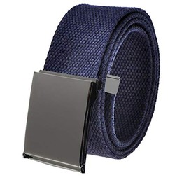 Build A Belt Pewter Flip Top Style 1.5" Wide Buckle with Canvas Web Belt (Mens Medium Navy Blue)