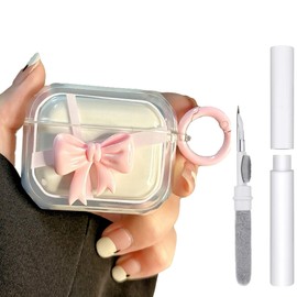 BayuCagou Cute Case for AirPod Pro 2nd Generation with Cleaning Kit,3D Bow Tie Ribbon Pattern Design for Women Girl,Soft Silicone Shockproof Protective Skin Cover with Keychain for Pro 2nd Generation