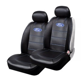 Ford New FORD LOGO Car Truck 2 Front Sideless Seat Covers & Windshield Sunshade SET