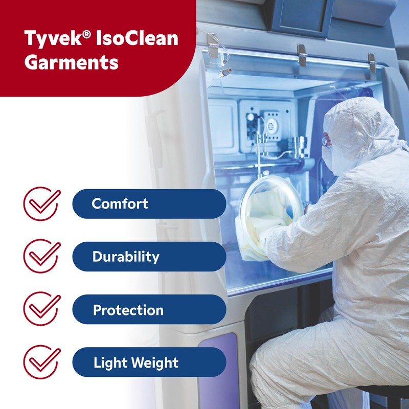 IsoClean DuPont Tyvek IC501B Sleeve, White, Universal Size (Pack of