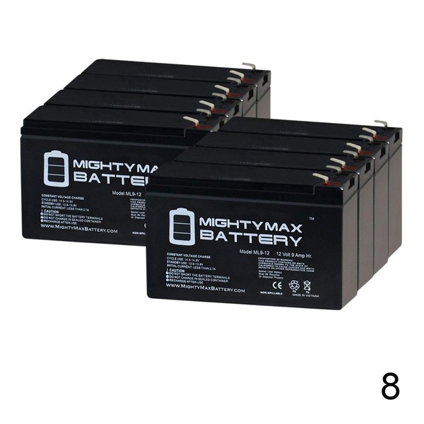 12V 9Ah PowerWare PWHR1234W2FR Replacement UPS Battery - 8 Pack