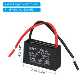 PATIKIL CBB61 Ceiling Fan Capacitor, 5Pcs 1uF 450V AC 50/60HZ with 2 Wires for Air Conditioner Fan Motor Star Run Capacitors 37 x 23 x 23mm