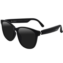 WaterLuu Smart Glasses with AI, Mutifunctional Bluetooth Glasses with Online Real-Time 140+ Translation, Intelligence AI Voice Assistant and Outdoor Sports UV Protection, Black Smart Sunglasses-Black