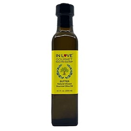 In Love Gourmet Extra Virgin Olive Oil Butter Natural Flavor Infused Gourmet Olive Oil 250ML/8.5oz Awesome Buttery Flavored Extra Virgin Olive Oil.