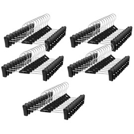 Pants Hangers with Clips 50 Pack - Jeans Hangers Shorts Hangers with Clips for Man, Women, Kid, Children, Baby - Space Saving, Non-Slip, Adjustable, Black