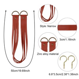 Leather Curtain Tiebacks Vintage Decorative Curtain Tie Pull Backs Curtain Buckle for Home Offic Bedroom Curtains Holders for Wall with Screw 2 Pcs（Brown, Narrow）