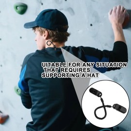 Hat Clip Safety Band Hat Holder Set of 8 | 17.5 cm Length Adjustable up to 60 cm | Black | For Fishing Hiking Outdoor Activities | Fixed Clip for Hats and Caps in Wind