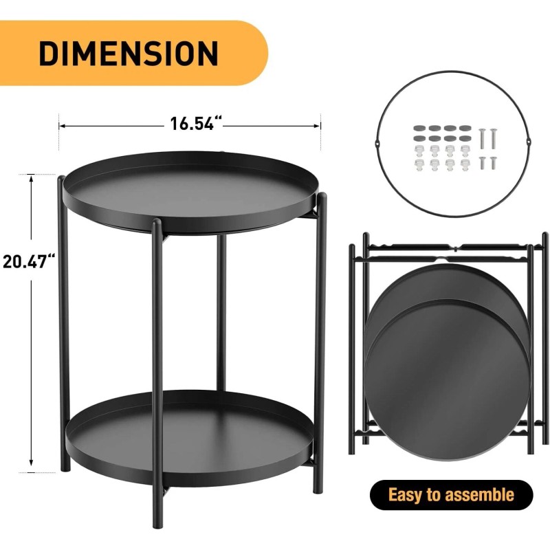 Yesker Side Table End Table Metal Small Table Indoor Outdoor