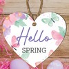 Springtime Wooden Heart Plaque - "Hello Spring" Quote | Rustic