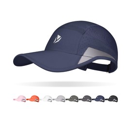 YANIKY Running Hat for Men & Women, Quick-Dry Lightweight Baseball Cap,UPF 50+ Reflective Breathable Sport Hats for Outdoor Golf, Hiking Dark Blue