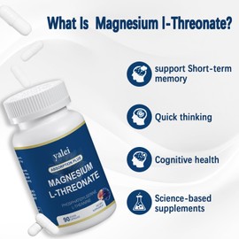 Magnesium L-Threonate 2,000mg and Magnesium Glycinate 400mg | 90 Vegetarian Capsules | Muscle Health, Better Sleep & Cognitive Health|High-Absorption | Non-GMO, Gluten-Free
