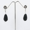CRYSTALIS Black Spinel Crochet Beaded Drops Earring Set, Dainty Pair