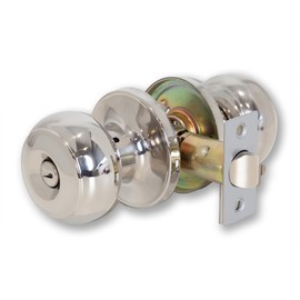 XFORT Bello Privacy Knob Set Polished Chrome, Door Knob with Lock for Internal Wooden Bathroom Doors, Complete Set with Tubular Latch