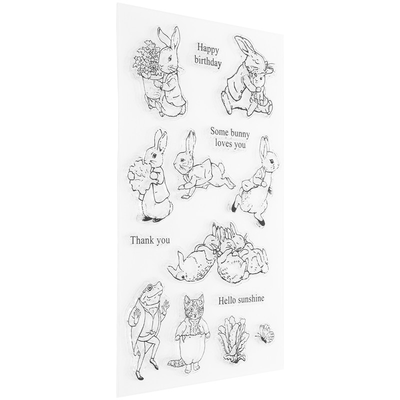 Transparent Stamp Rubber TPR Rectangle DIY Journal Rabbit Pattern Craft