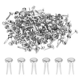 PATIKIL 200 PCS Paper Brass Fasteners Split Pins Pastel Mini Metal Brads Round Head Plated Fastener for Craft Art Scrapbooking DIY Supplies, Silver, 5 x 9 mm
