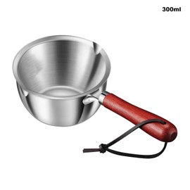 Butter Warmer Pot Stainless Steel Milk Warmer with Wooden Handle for Seafood, Mini Butter Melting Pots Small Saucepan with Dual Pour Spouts, Chocolate Melting Pots(size:300ml)