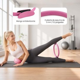 Kit de Pilates 16PCS para Yoga en Casa con Pelota, Aro, Bandas, Pesas 1 lb | Círculo Mágico 33, pelota 25, 5 bandas multi, calcetines, alfombrilla ant