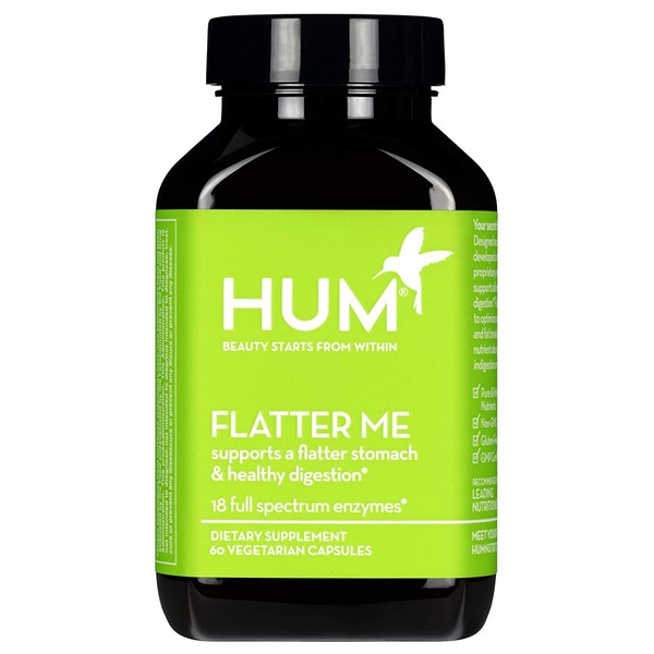 HUM Flatter Me - Digestive Enzymes for Bloating Relief for Women - Formulated with Amylase Lipase & Bromelain Digestion Supplement to Support Gut Health & a Flatter Stomach (60 Vegan Capsules)