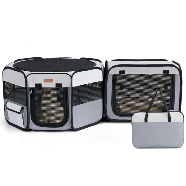 Lekereise Cat Playpen, 47" * 16" Portable Pet Playpen, 2-in-1