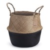 Seagrass Storage Basket, Natural Woven Storage Basket (Black 7 inch
