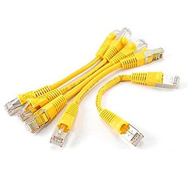 CablesOnline, 5-Pack 6 inch STP Shielded Twisted-Pair CAT5e Network Yellow Patch Cables, with RJ45 Shielded Connectors, U-S000YL-5