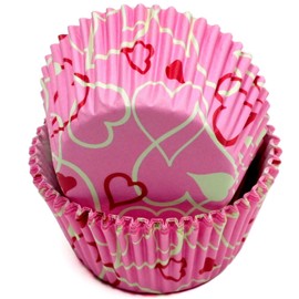 Chef Craft Paper Patterned Cupcake Liners, 50 Count, Pink/White/Red