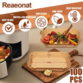 Air Fryer Liners, 100Pcs Air Fryer Disposable Paper Liners for Ninja Dual Air Fryer, Oil & Water-Proof Parchment Paper Liners for AF300UK AF400UK Accessories Salter and Other Dual Zone Air Fryer
