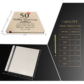 50th Anniversary Photo Album, Love Never Fails, Gifts for Parents 50 Years Wedding Anniversary, Golden Anniversary Decorations for Mom & Dad 50th Anniversary