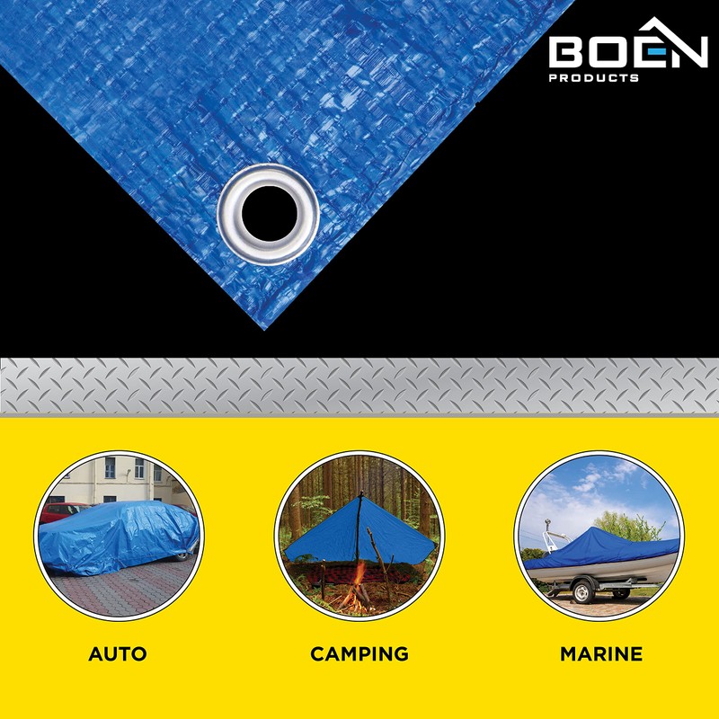 Multi-Purpose Large Tarp Waterproof Cover | Blue, 9' x 12'