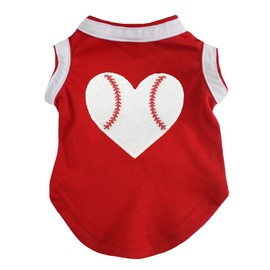 Petitebella - Camisa de béisbol para perro, diseño de corazón, color rojo