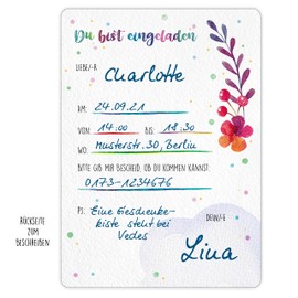 12 Invitation Cards to Fill in with Printed Envelopes - Colourful Invitation for Many Occasions - Cheerful and Colourful Design - Birthday Invitation - Party - Anniversary - Summer Party