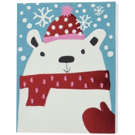 NIQUEA.D Christmas Boxed Card Set, Polar Bear In Scarf, Includes a Holiday Sentiment and Coordinating Envelope, Set of 10 (NXB-0051), multicolored, 3.75" X 4.75"