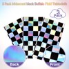 UXORSN 3 Pack Iridescent Black Checkered Plastic Tablecloths 54x108Inch Shiny