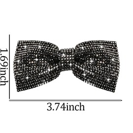 Black Rhinestone Hair Bows Bling Bling Bow Hair Barrettes Hairpins Sparkling Crystal Bowknot Clips for Women Rhinestone Hairpins Glittering Bows Accessories