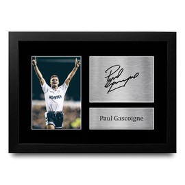 HWC Trading A4 FR Paul Gascoigne Spurs Tottenham Hotspur Gazza Gifts Printed Autograph Picture for Fans and Supporters - A4 Framed