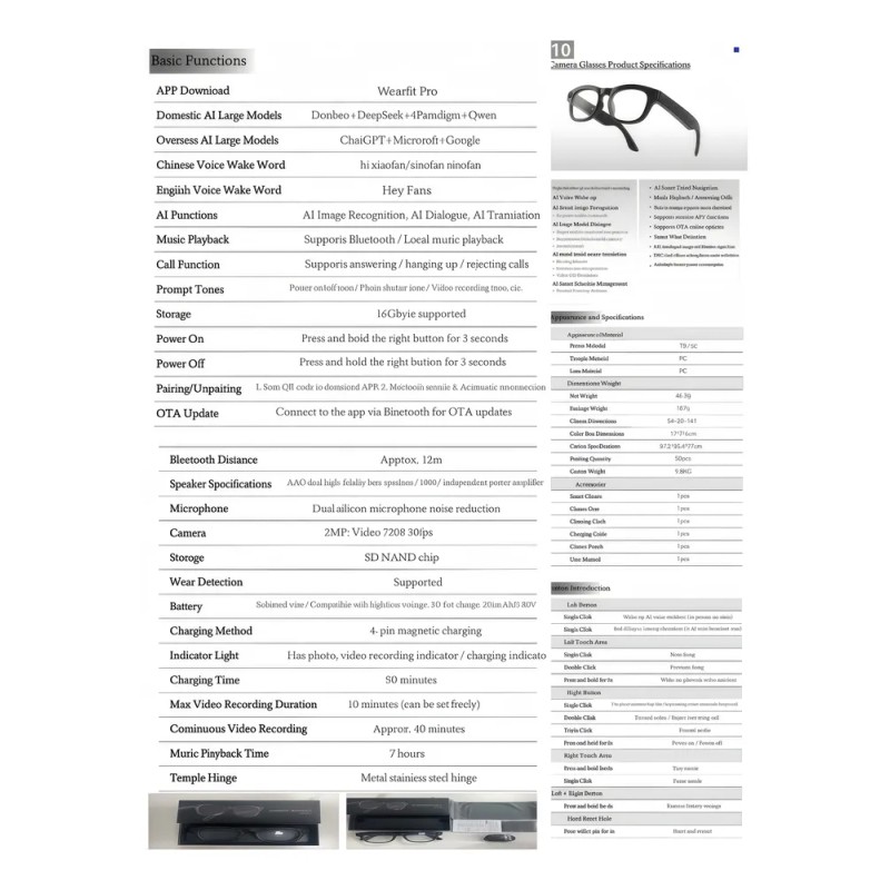 Gafas Inteligentes Ai, Cámara De Alta Definición, Traducción