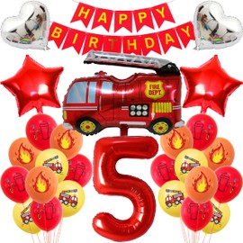 Fire Brigade Birthday Decoration 5 Years Boy Children's Birthday Fire Engine Decoration Boy Birthday Decoration Fire Brigade Decoration 5th Birthday Boy Fire Engine Balloons Decoration Fire Brigade Ch
