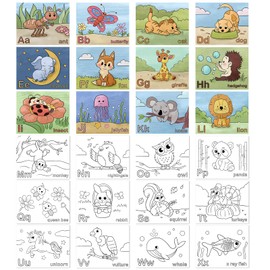 8x10 Inches Animal Alphabet Theme Coloring Pages for Kids, Small ABC Learning Coloring Sheets Bulk Toddler Party Favors (26 Sheets)