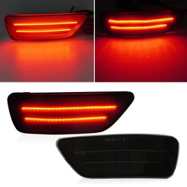 D-Lumina Rear Bumper LED Reflectors Light Assembly Brake Light Fog Light Kit Compatible with Je-ep Grand Cherokee, Compass, Patriot ＆ Dodge Journey, Rear Bumper Reflector Lights Smoked Lens, Pack of 2