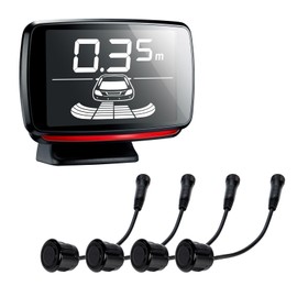 Autolizer Wireless Car Parking Assistance System, Reversing Radar System for 12/24V Vehicles, with LCD Display and Wireless Receiver, 4 Ultrasonic Rear Sensors - Black