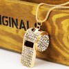 Shining Crystal Rhinestone Bling Whistle with Keychain for Referees, Coaches,